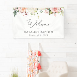 Pink Flowers, White Flowers, Boho, Baptism Welcome