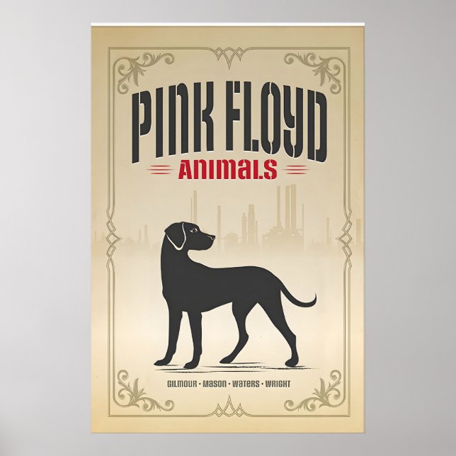 Pink Floyd, Cachorro, Design de Impressão Original (Frente)
