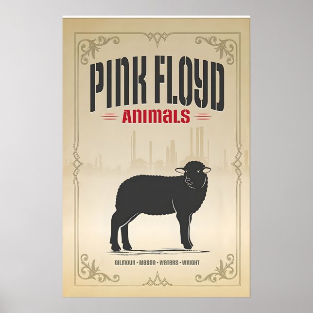 Pink Floyd, Ovelha, Design de Impressão Original (Frente)