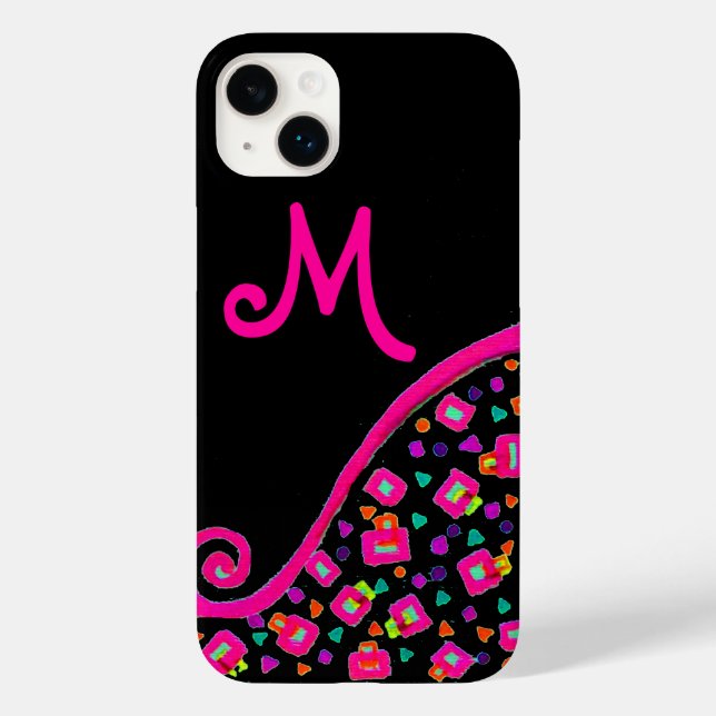 PINK FUCHSIA BLACK ABSTRATO DECO MONOGRAMA (Verso)