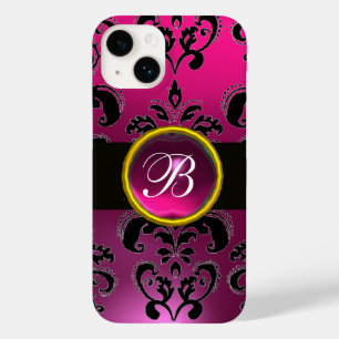 PINK FUCHSIA DAMASK MONOGRAM, Ruby Gem
