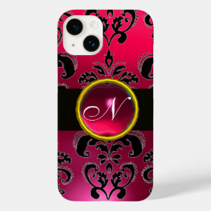 PINK FUCHSIA DAMASK MONOGRAM, Ruby Gemstone