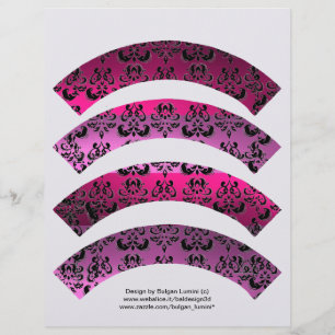 PINK FUCHSIA NEGRA RECORTE DO CUPCAKE DE DAMASK