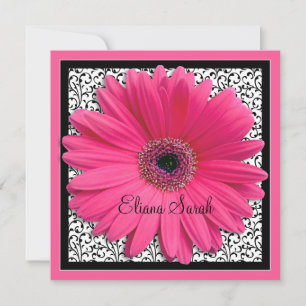 Pink Gerbera Daisy Bat Mitzvah Convite