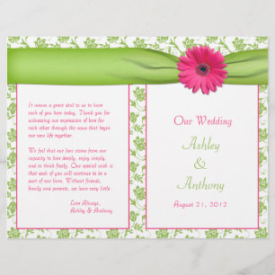 Pink Gerbera Daisy Green - Programa de Casamento F