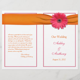 Pink Gerbera Daisy Orange Ribbon Wedment Program