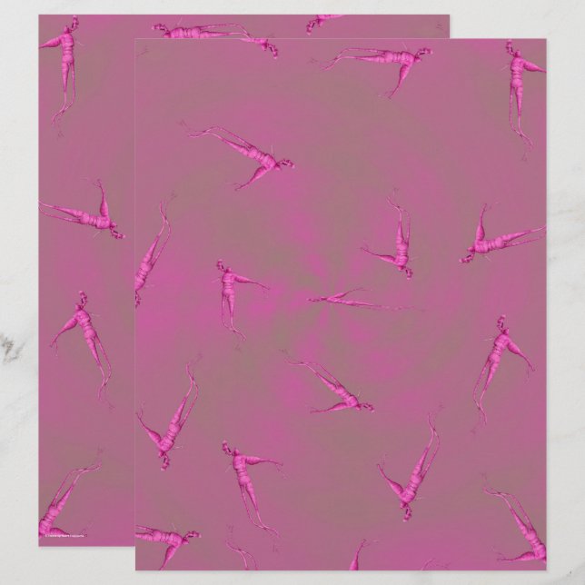 Pink Ginseng Man Scrapbook Paper 2-Sided Page (Frente/Verso)