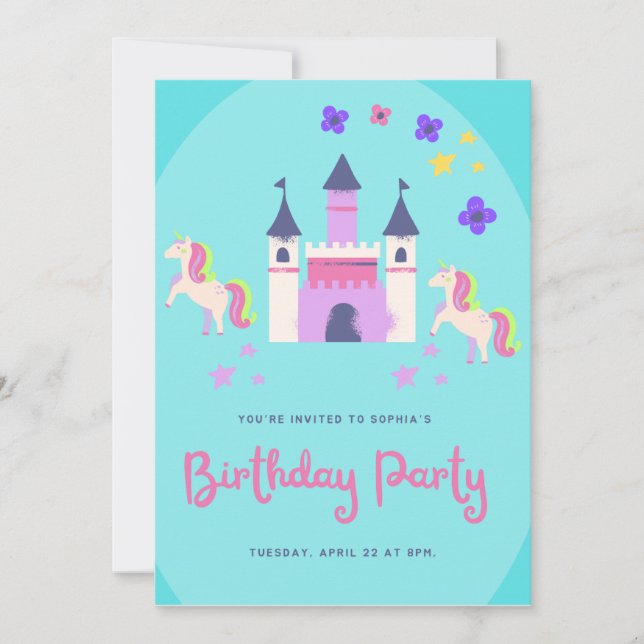 pink girl kids Birthday Party Custom (Frente)