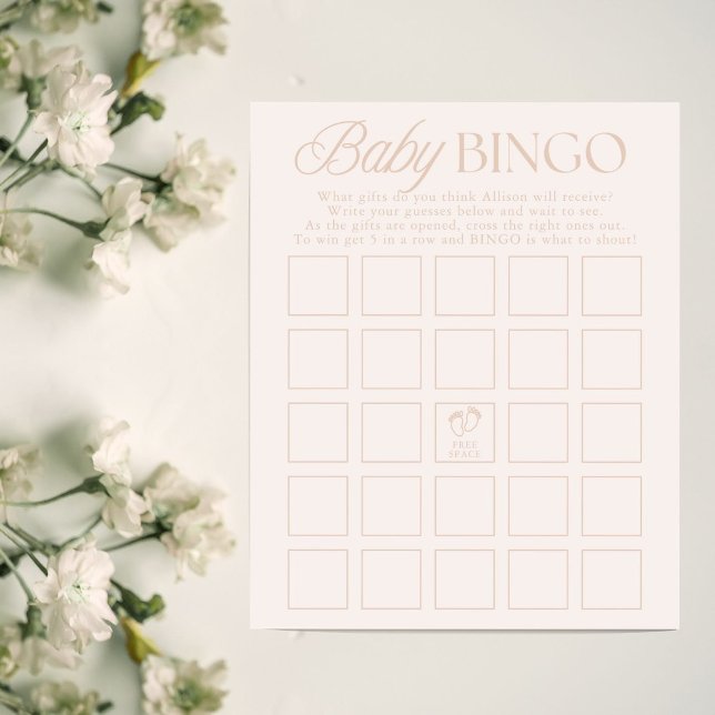 Pink Girl Minimal Baby Shower Bingo Game (Criador carregado)
