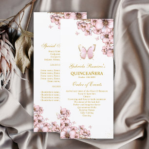 Pink Golden Tiara Borboleta Quinceañera