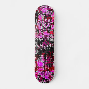 Pink Grafite Skull Skateboard