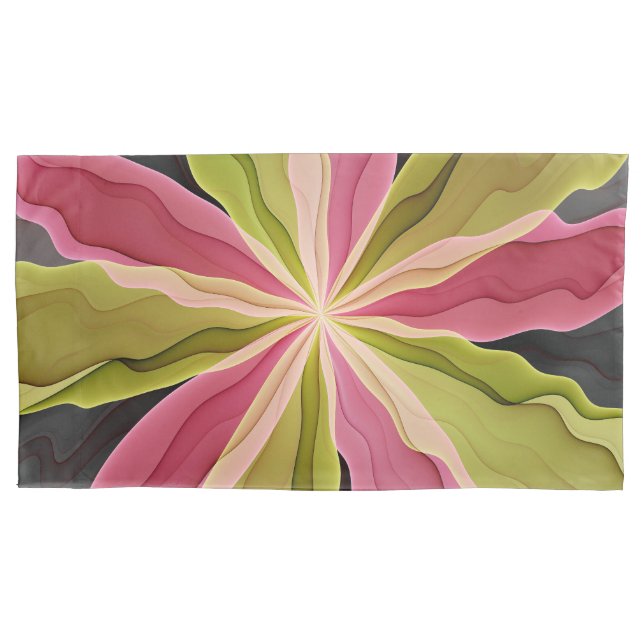Pink Green Anthracite Fantasy Flower Fractal Art (Frente)