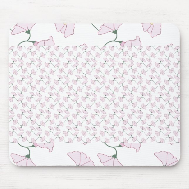 Pink Green Floral Vines Flowers Mouse Pads (Frente)
