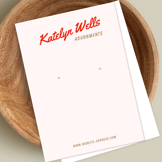 Pink Handwritten Typography  Earring Display Card (Criador carregado)