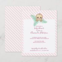 Pink Happy Baby Sloth Chá de fraldas Convite