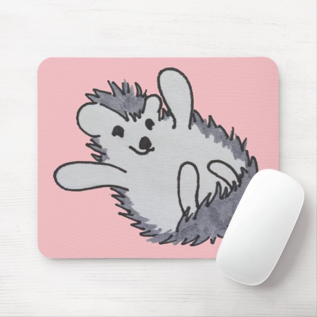 Pink Happy Cute Hedgehog Mousepad (Com mouse)