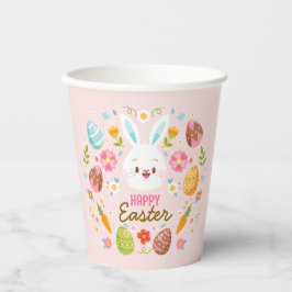 Pink Happy Easter Bunny Floral 