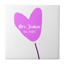 Pink heart balloon Mrs add name est. Add year love