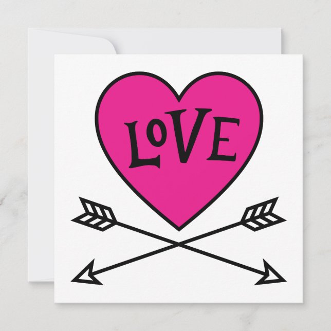 Pink Heart Cupid's Bows LOVE Flat Card (Frente)