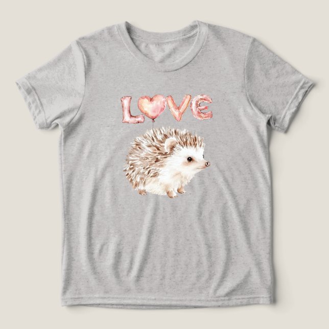 Pink Heart Love Balloons Cute Hedgehog (Design frontal)