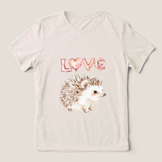 Pink Heart Love Balloons Cute Hedgehog (Design frontal)