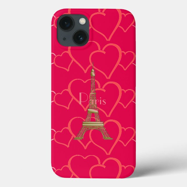 Pink Heart Love Eiffel Tower Paris (Verso)