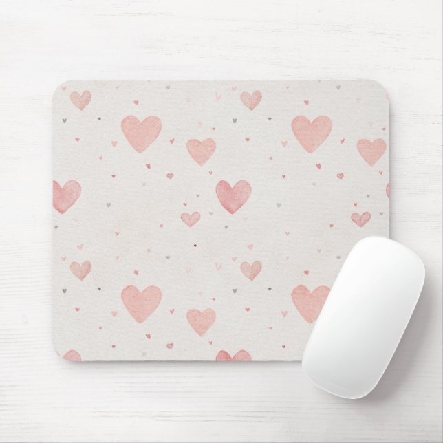 Pink Hearts Mouse Pad (Com mouse)