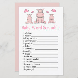 Pink Hippo Baby word scraps game