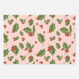 Pink Holly Gift Wrap