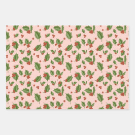 Pink Holly Gift Wrap