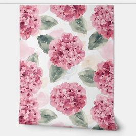 Pink Hydrangea Watercolor Botanical Floral Pattern