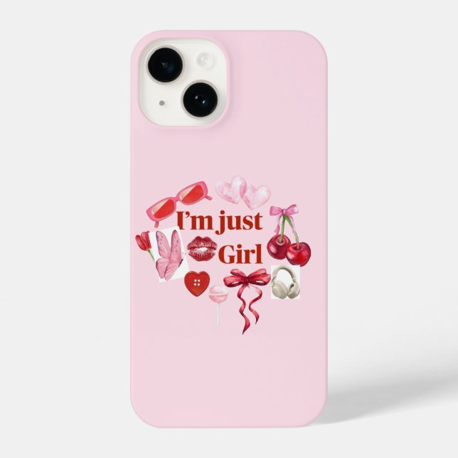 Pink “I'm Just Girl” Phone Case – Playful Feminine (Verso)