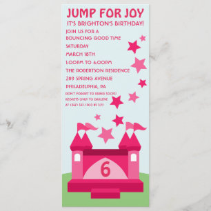 Pink Jump for Joy Bunt House Convite de Aniversári
