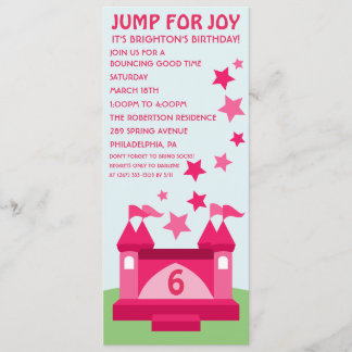 Pink Jump for Joy Bunt House Convite de Aniversári