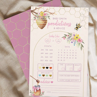 Pink Little Honey Bee Baby Shower Predictions Game