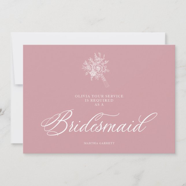 Pink Luxury Minimalist Wedding Bouquet Bridesmaid (Frente)