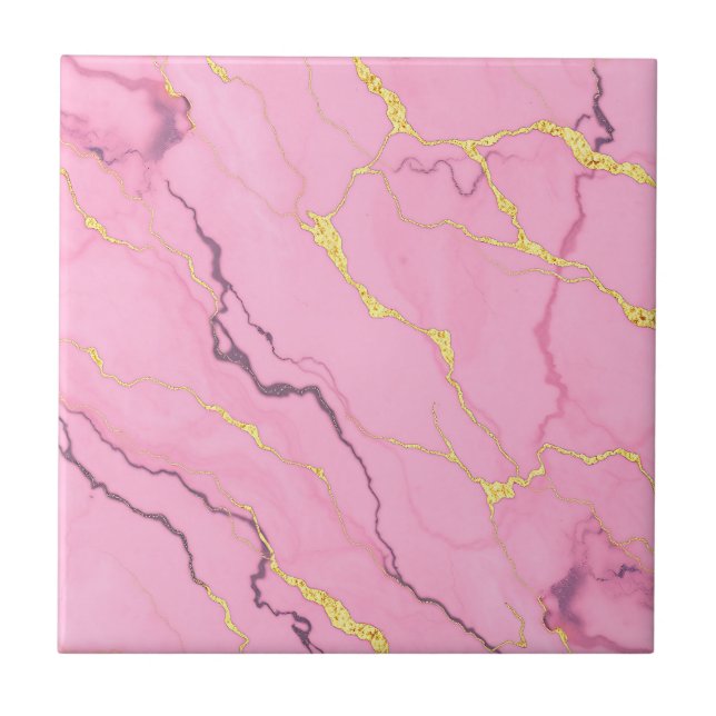 Pink Marble Gold Veins Pattern (Frente)