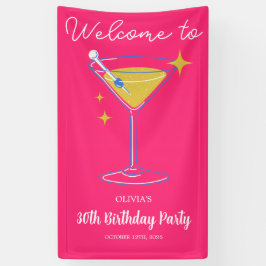 Pink Minimalist Girly 30th Birthday Sign Banner