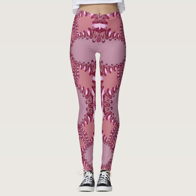 Pink Mushroom Love Fractal Lace Leggings ★ Psydefx (Frente)