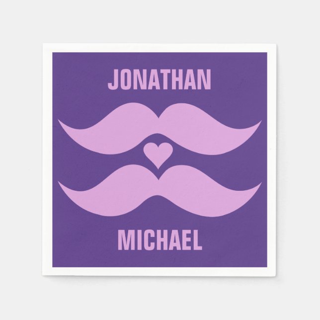Pink Mustaches - guardanapos de papel personalizad (Frente)