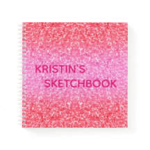 Pink Ombre Glitter Monograma Sketchbook