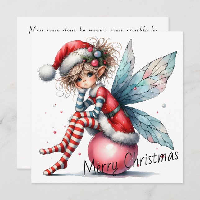 Pink Ornament Fairy – Holiday Card (Frente/Verso)