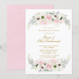 Pink Peony Anemone Bridesmaids Luncheon Invite