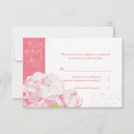 Pink Peony Blooms Casamento RSVP
