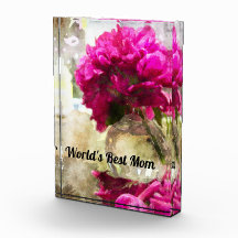 Pink Peony Floral Watercolor Words Melhor Mãe
