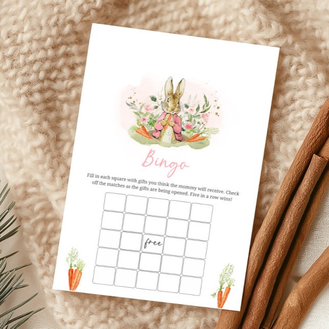 Pink Peter Rabbit Baby Shower Bingo Game (Criador carregado)