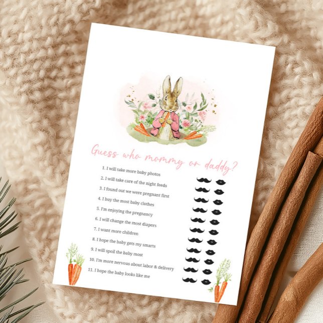 Pink Peter Rabbit Baby Shower Guess Who Game (Criador carregado)