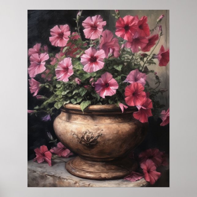Pink Petunia Flowers Art Impressão (Frente)