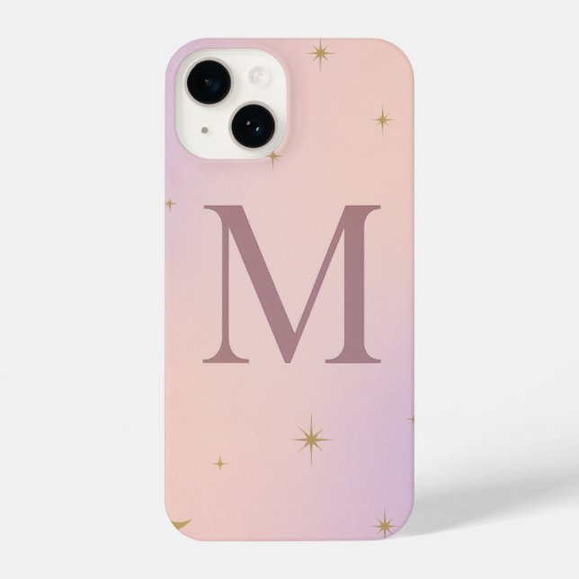 💖 Pink Phone Case with Big Yellow “M” & Stars  (Verso)