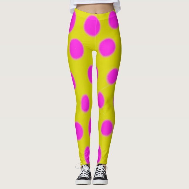Pink Polka Dots Women's Leggings (Frente)
